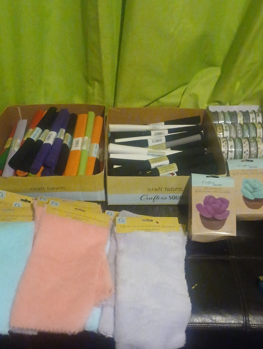 Assorted Craft Felt & Foam Fabric Bundle - Lime, Peach, White, Black, Purple